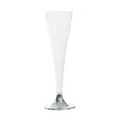 Lot De 8 Flûtes à Champagne Jetables Pied Métallisé Argent 10 Cl