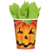 Lot De 8 Gobelets Citrouille Halloween En Carton 26,6 Cl