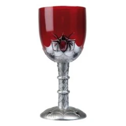 Verre à Vin Gothique Rouge Et Argenté Avec Araignée