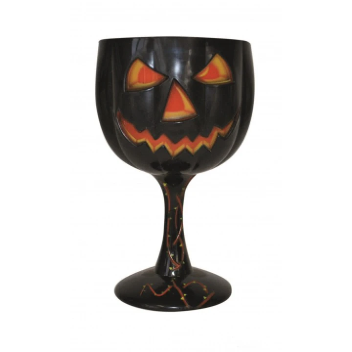 Verre Citrouille Orange Et Noir Halloween 18 Cm